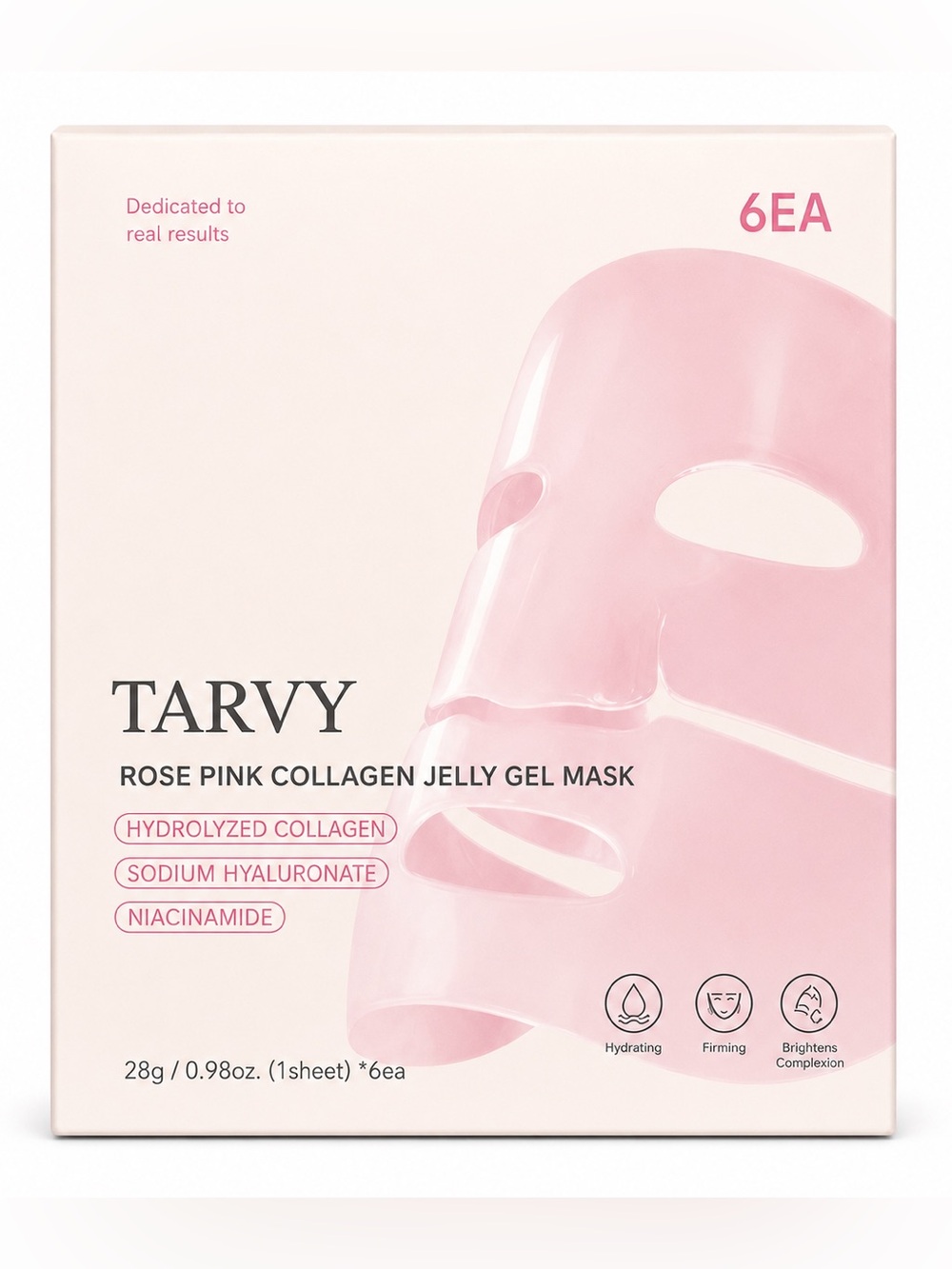 Rose Pink Collagen Jelly Gel Mask — Hydrating Firming Face Sheet 6ct